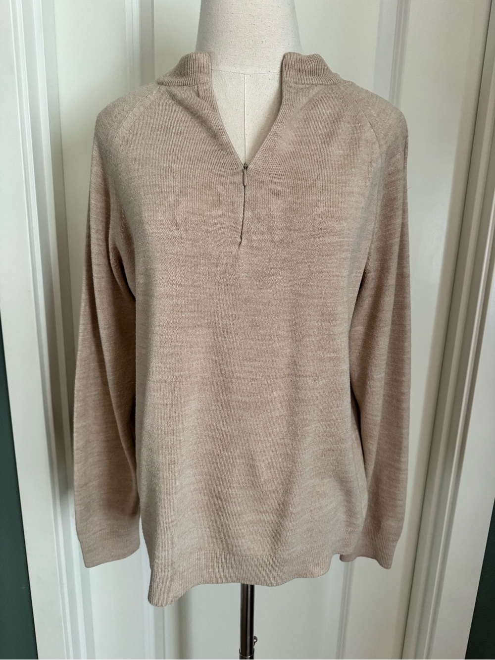 Karen Scott Women's Beige Zip-Neck Sweater